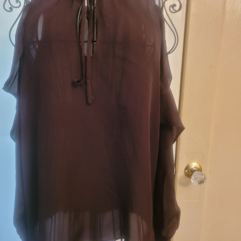 Parker Women's Marjorie Long Sleeve Cold Shoulder Ruffle Blouse